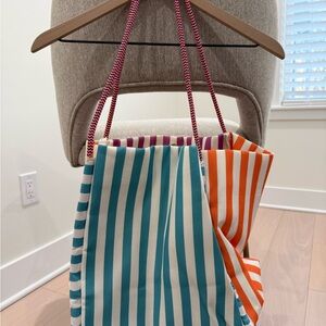 Shiraleah Striped Tote Bag Colorful Rope Handles Large Beach Bag